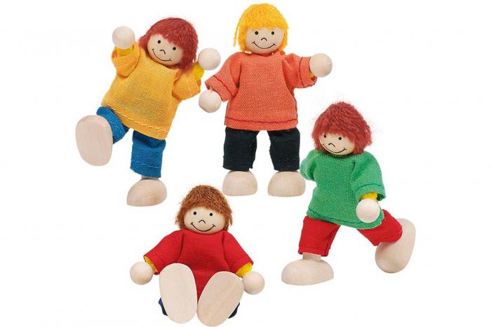 Set van 4 poppenhuispopjes hout kinderen